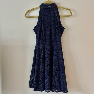 Lace Halter A-line Cocktail Dress